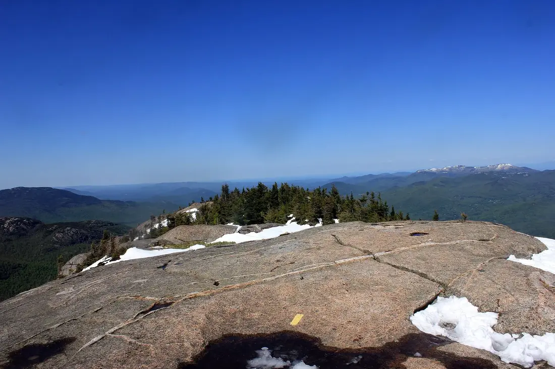 The bare rock summit of Cascade Mountain in the Adirondacks