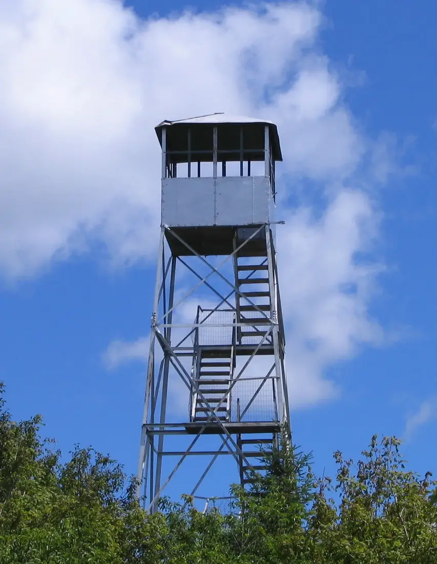 The steel fire tower on the summit of Azure Mountain, Franklin County, New York