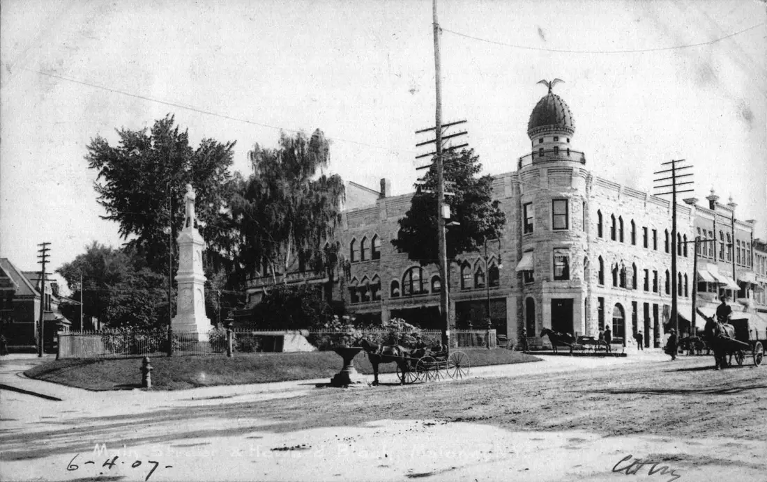 Main Street in Malone, New York, photographed in 1907