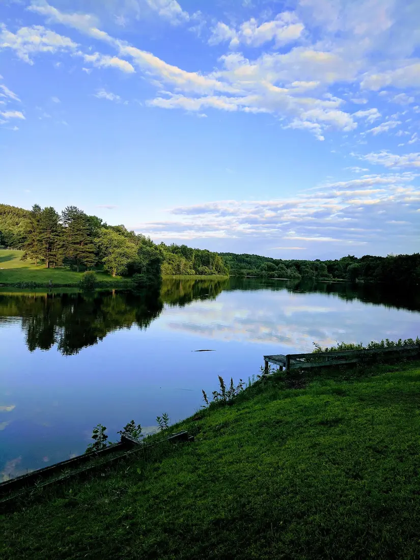 Rotary Lake in Malone, New York, on a calm evening