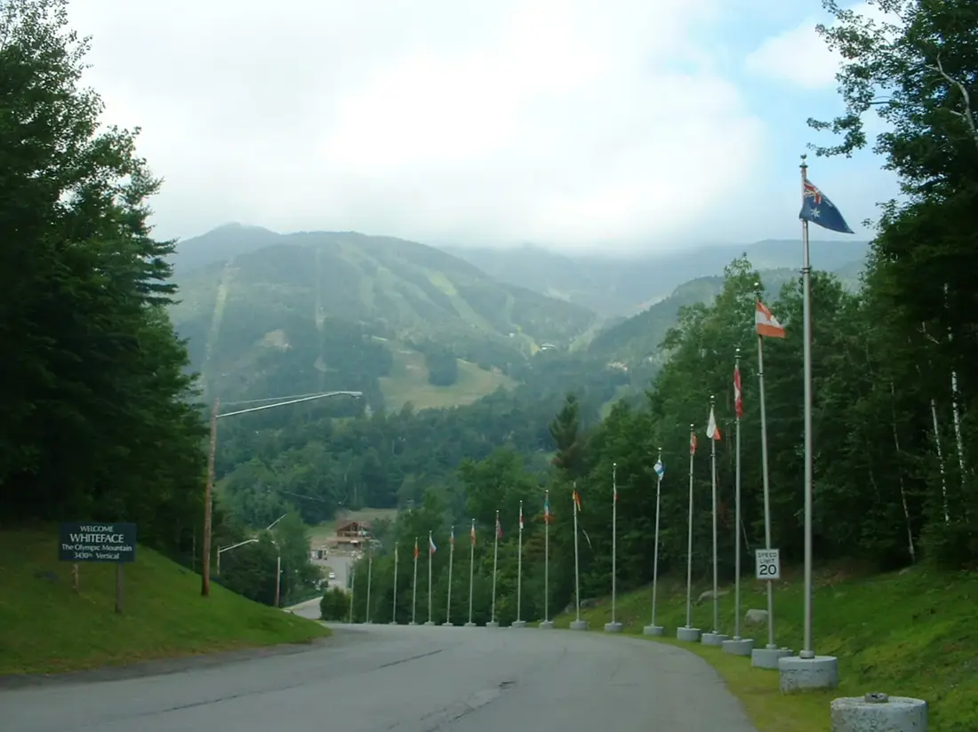 The approach road to the Whiteface Mountain ski area in Wilmington