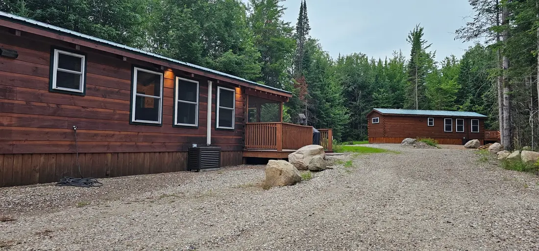 The Modern Pine, left, and The Aviator farther along the same gravel drive