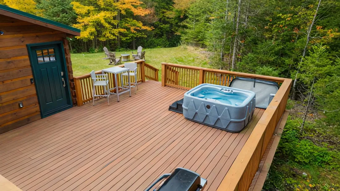 The Aviator's open deck with its hot tub, from above