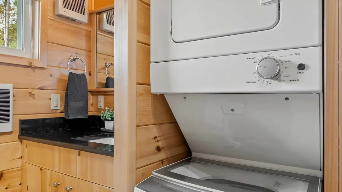Stacked washer and dryer at The Modern Tiny Home