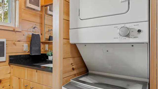 Stacked washer and dryer at The Modern Tiny Home