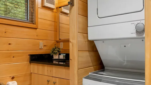 Stacked washer and dryer at The Modern Pine